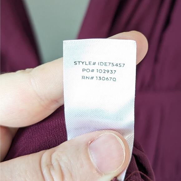 Lulu's Heavenly Hues Burgundy Plunge Neckline Sleeveless Maxi Dress XS - Picture 10 of 11